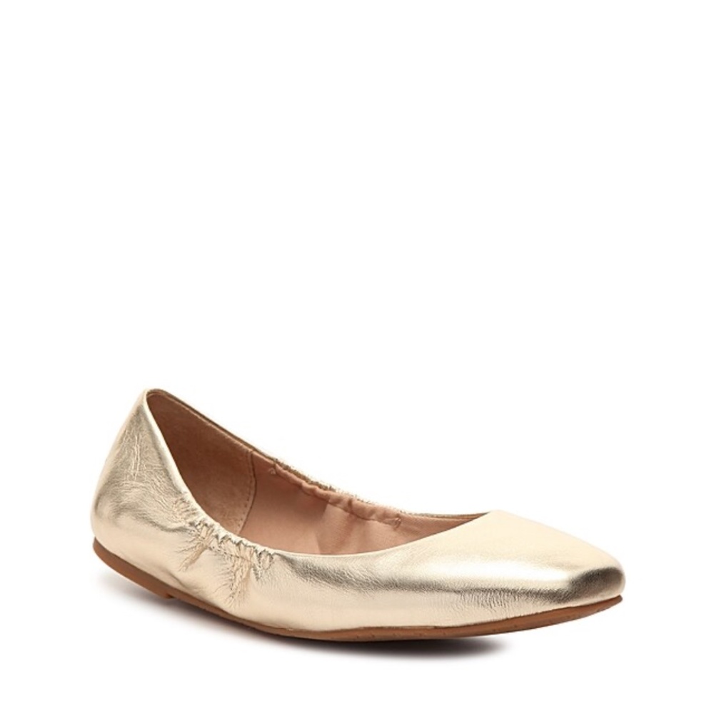 Tahari Gold Zorel Leather Ballet Flats Sz 7.5